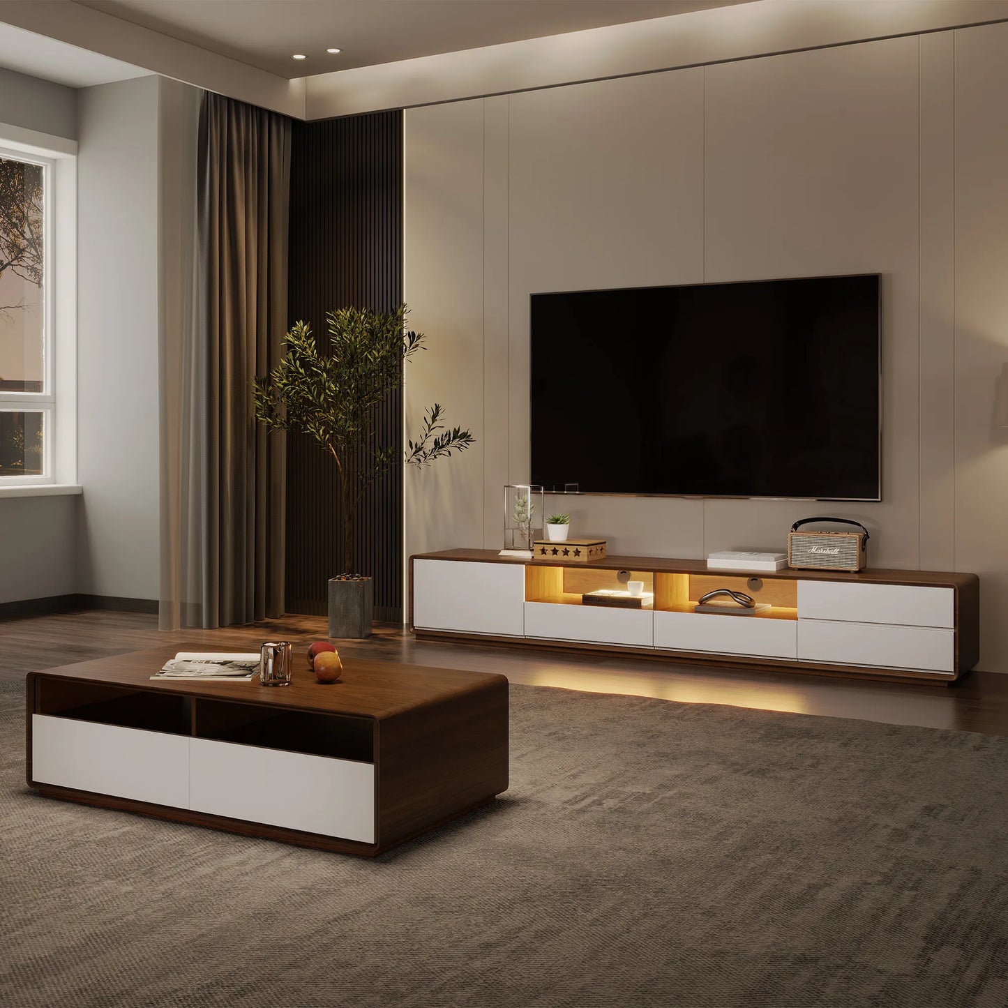 Modern Wood White TV Stand