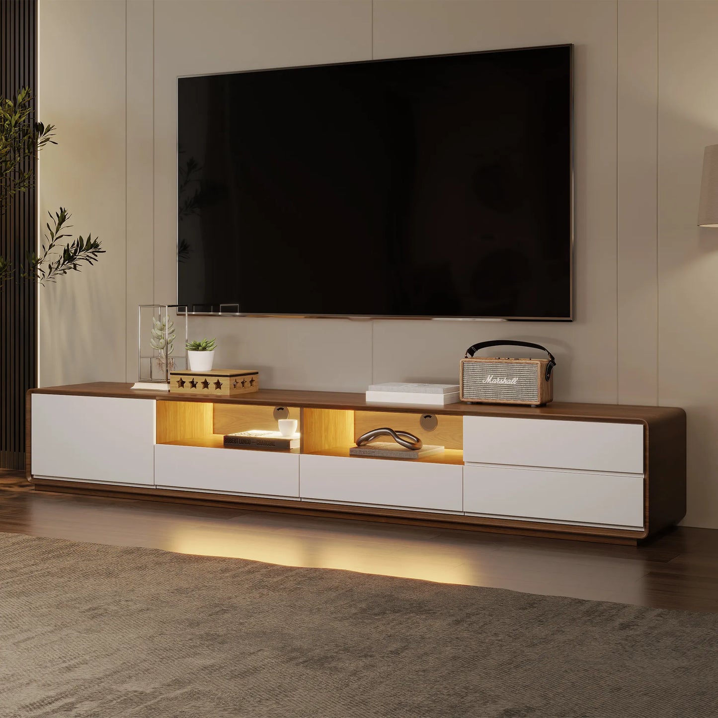 Modern Wood White TV Stand