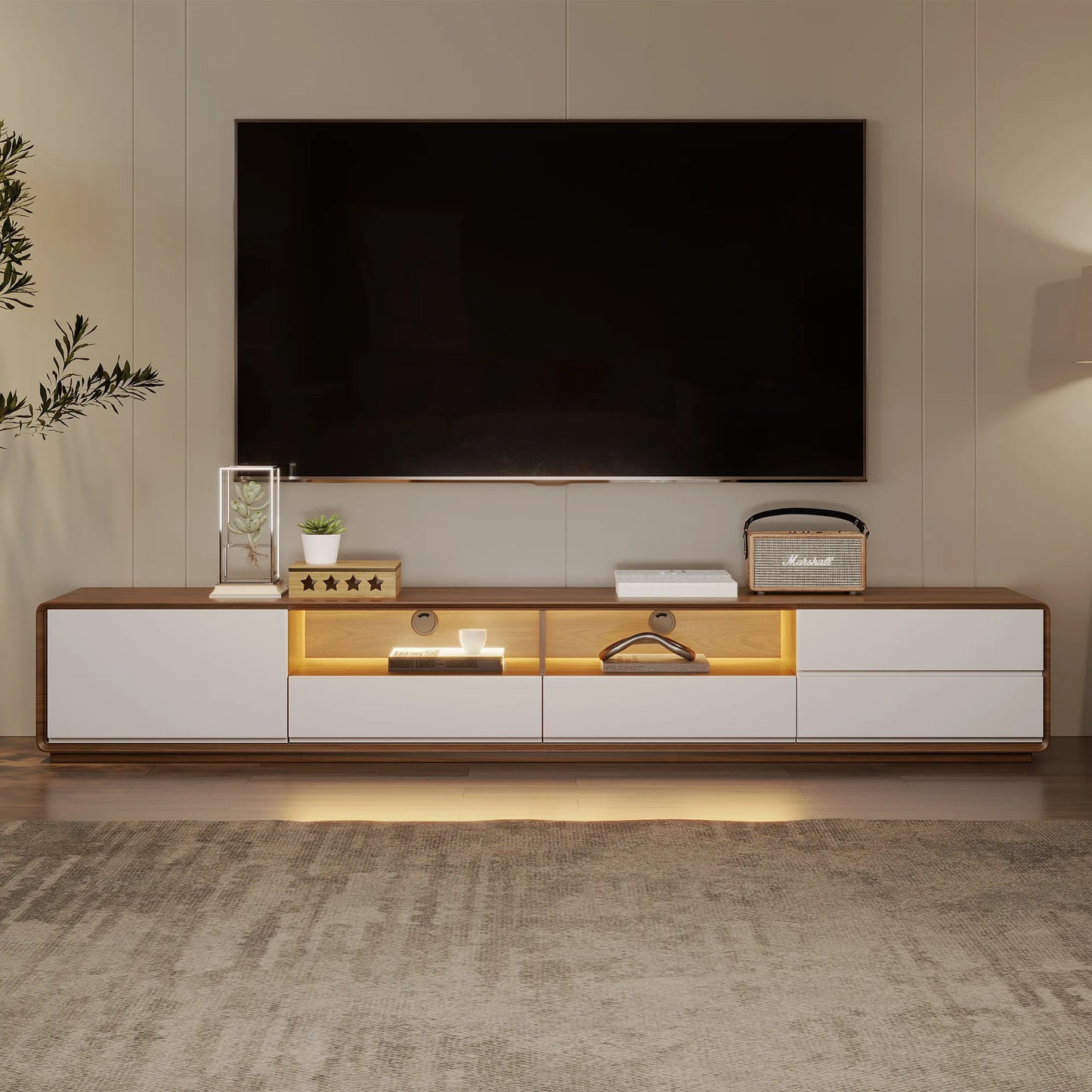 Modern Wood White TV Stand