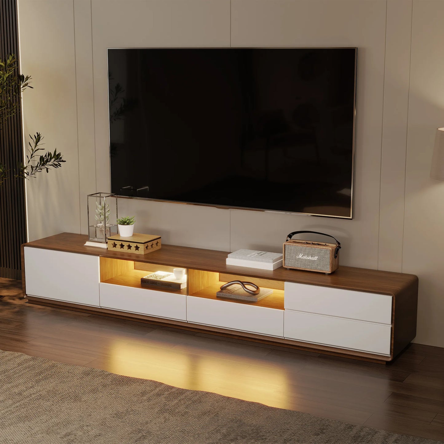 Modern Wood White TV Stand