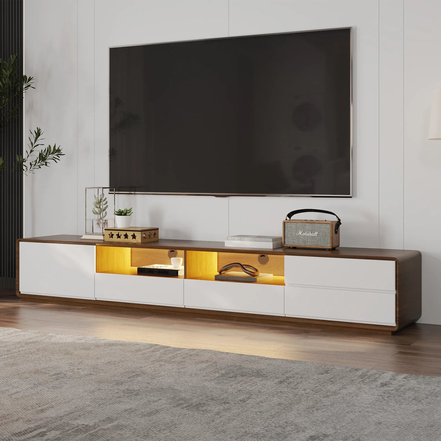 Modern Wood White TV Stand