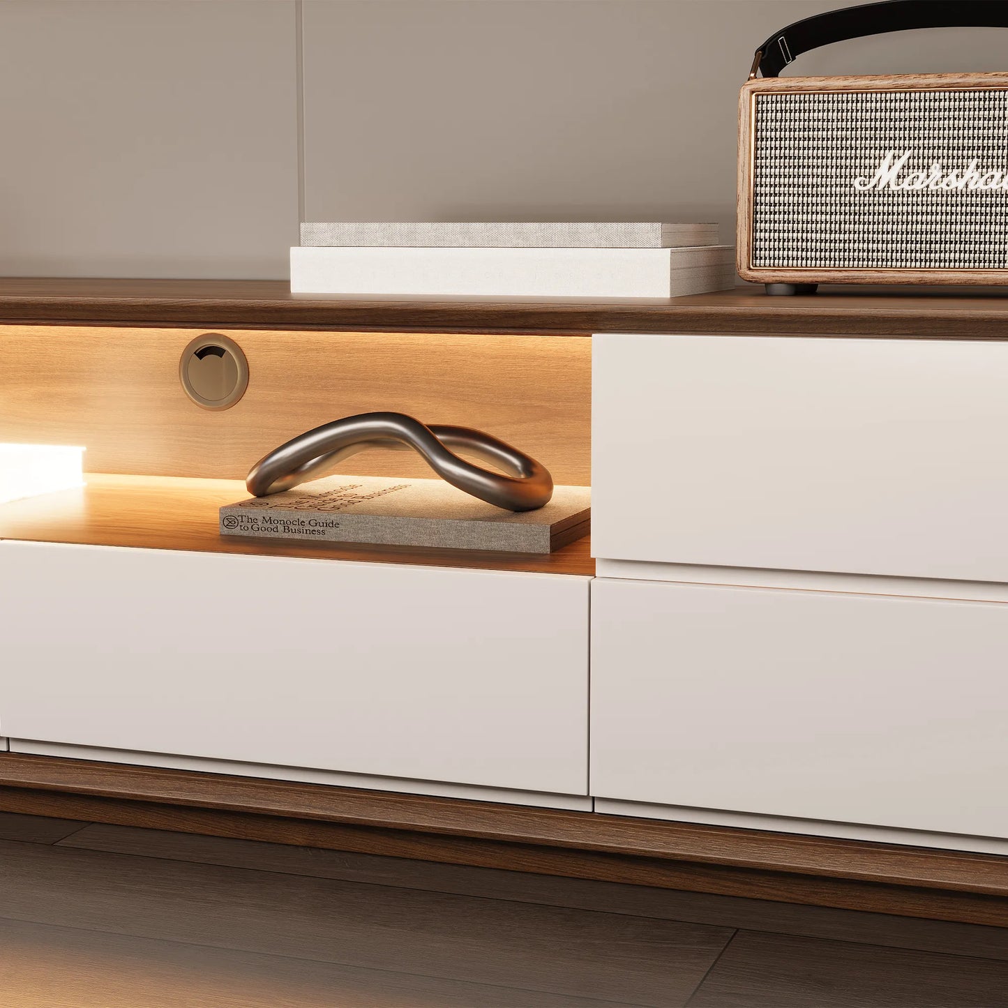 Modern Wood White TV Stand