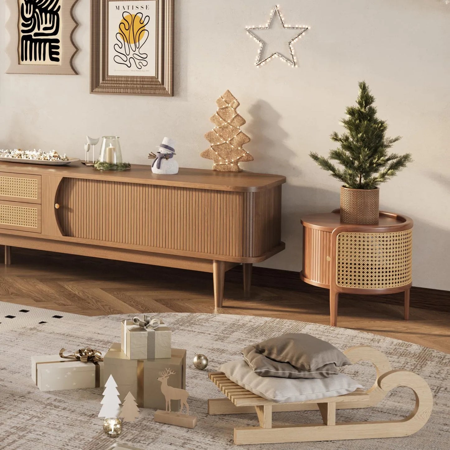 20" Rattan Side Table with Storage
