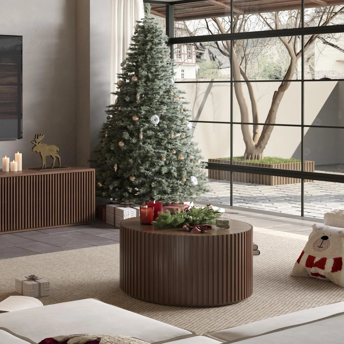 Silva-31.5" Fluted Round Coffee Table