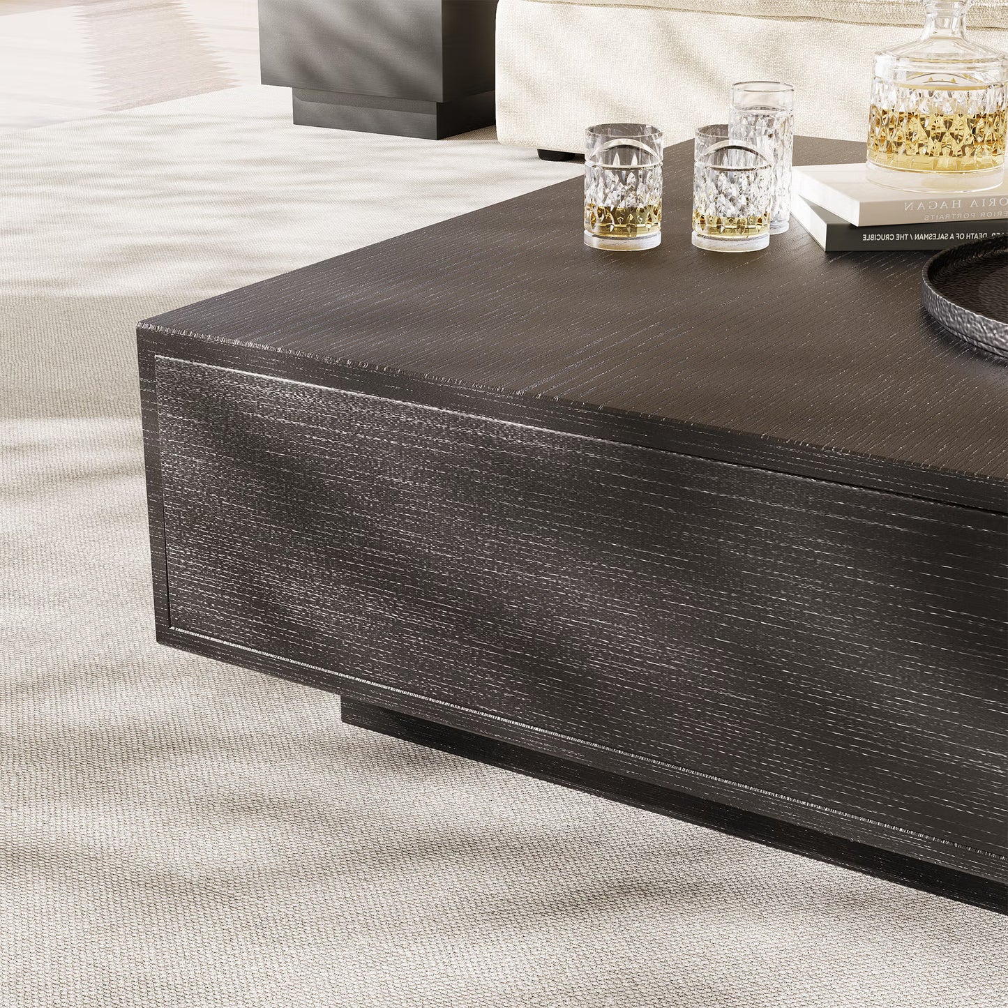 39" Square Wood Coffee Table with Storage