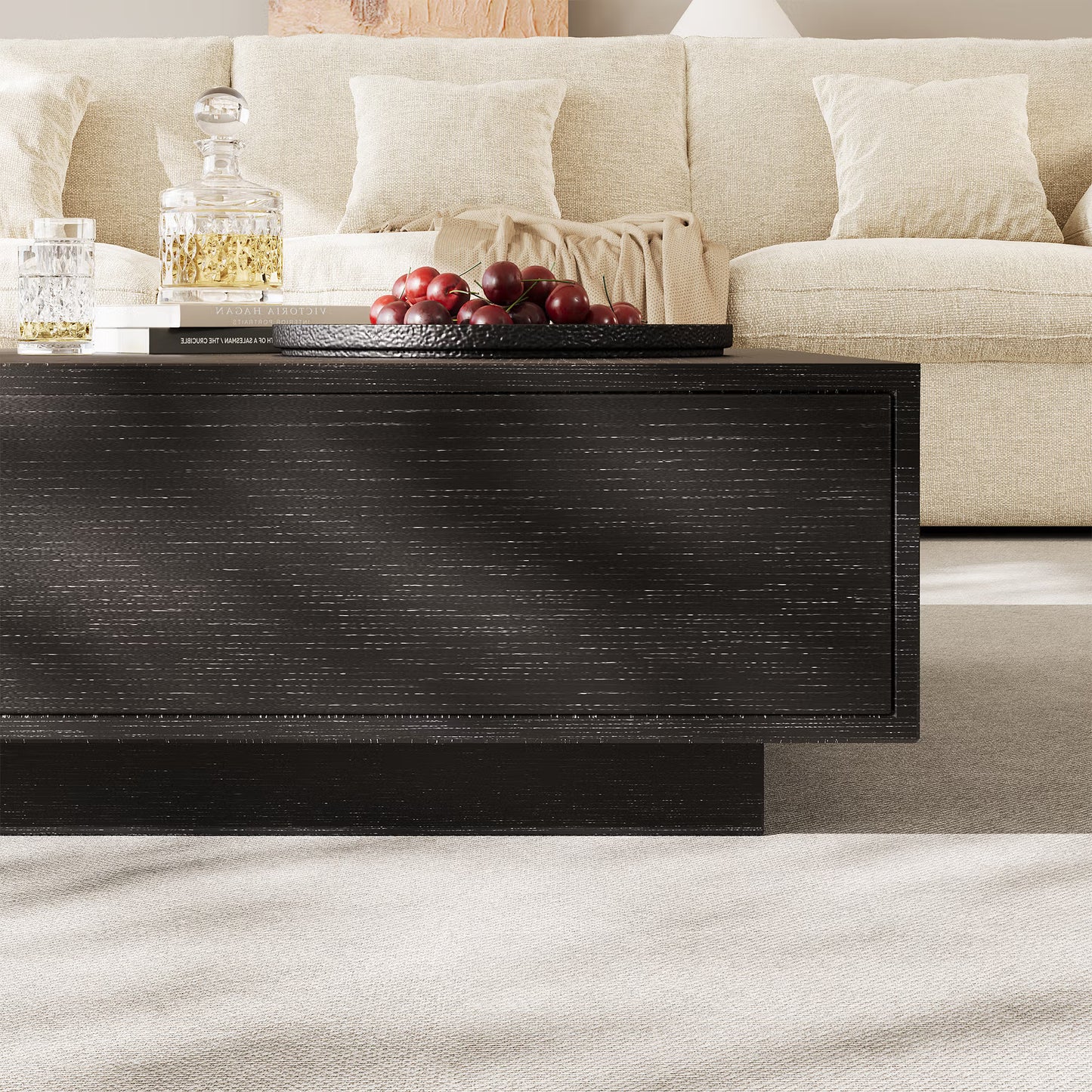 39" Square Wood Coffee Table with Storage
