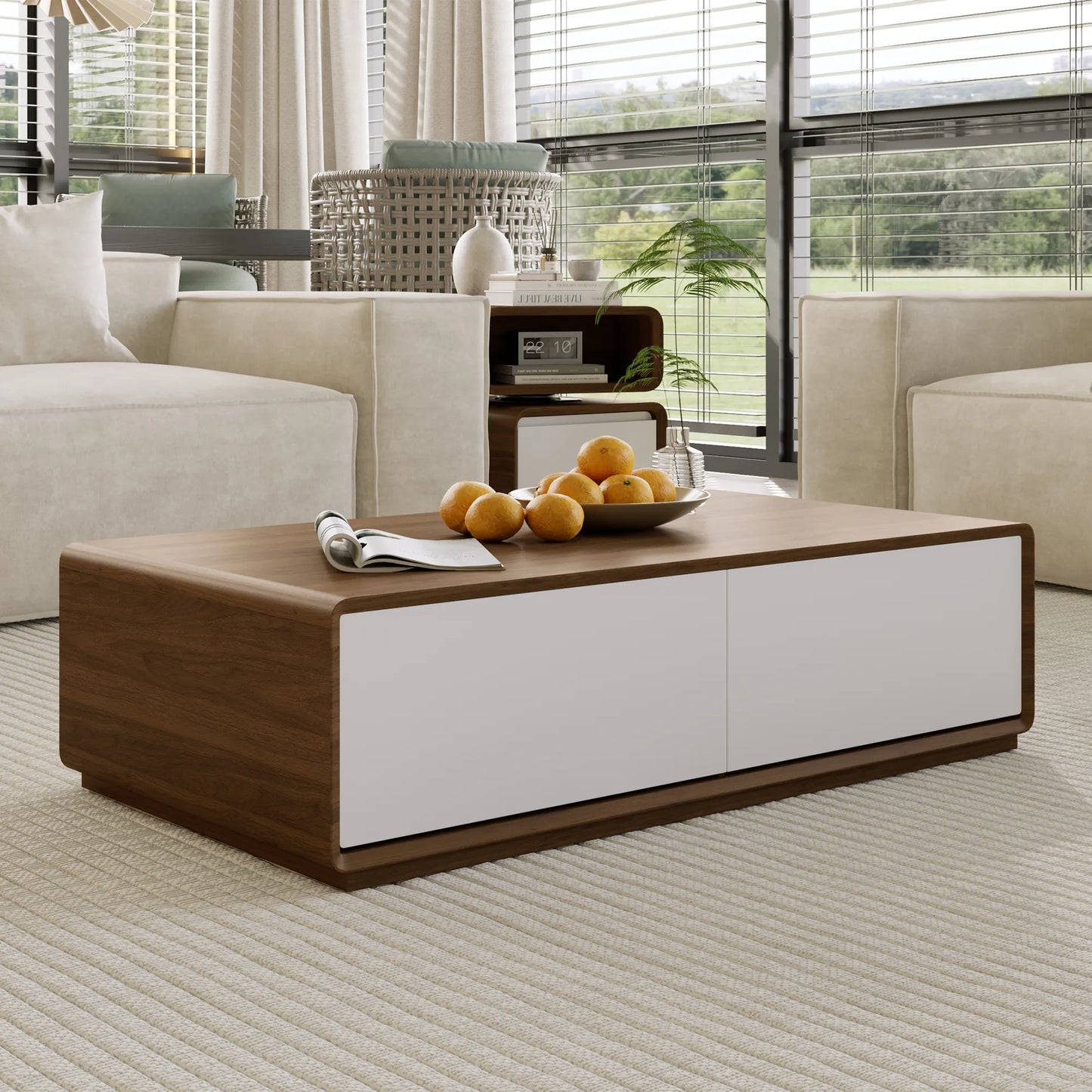 Table basse rectangulaire en bois de 51 po avec rangement