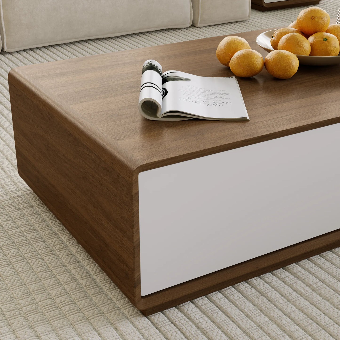 Table basse rectangulaire en bois de 51 po avec rangement