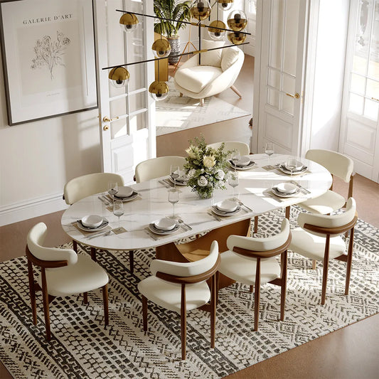 Hobart - Table à manger ovale en pierre frittée brillante 
