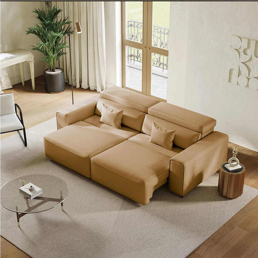 Luxury Leather Electric Pull Out Sofa Bed Slide Out Extendable Couch