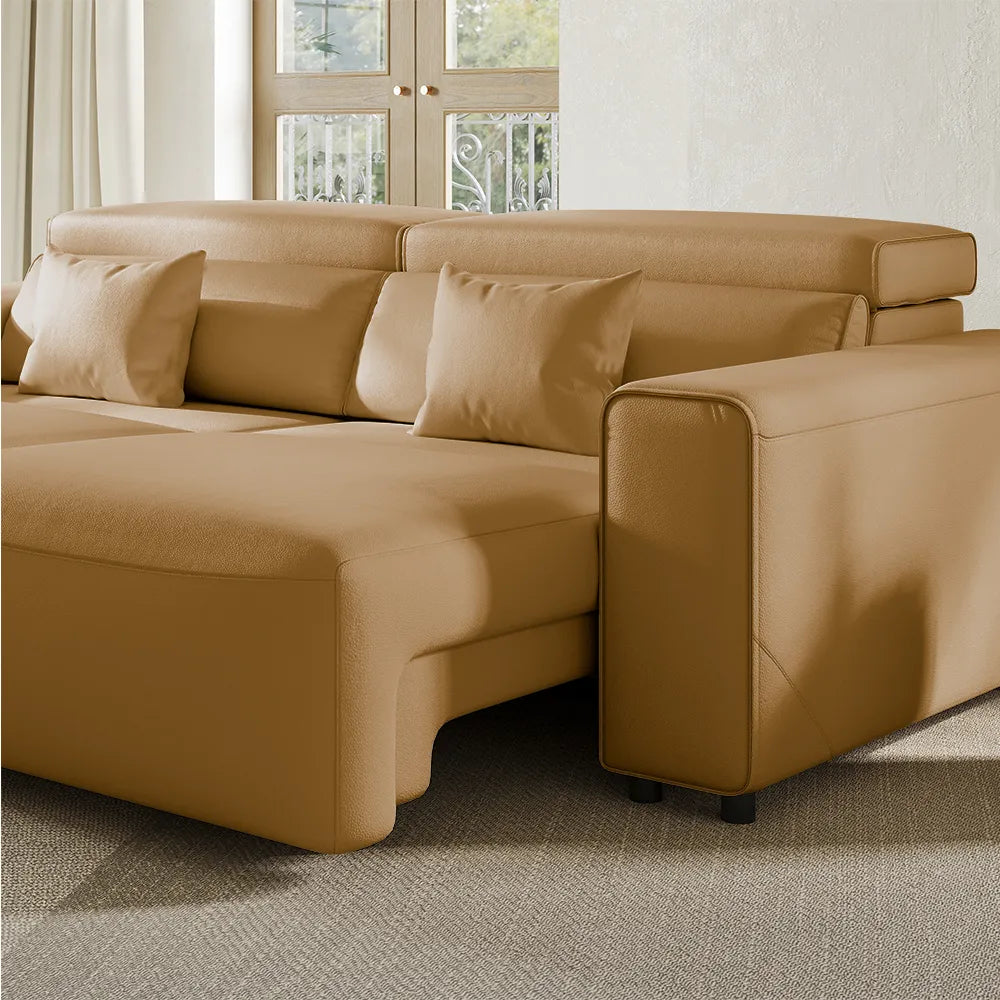 Luxury Leather Electric Pull Out Sofa Bed Slide Out Extendable Couch