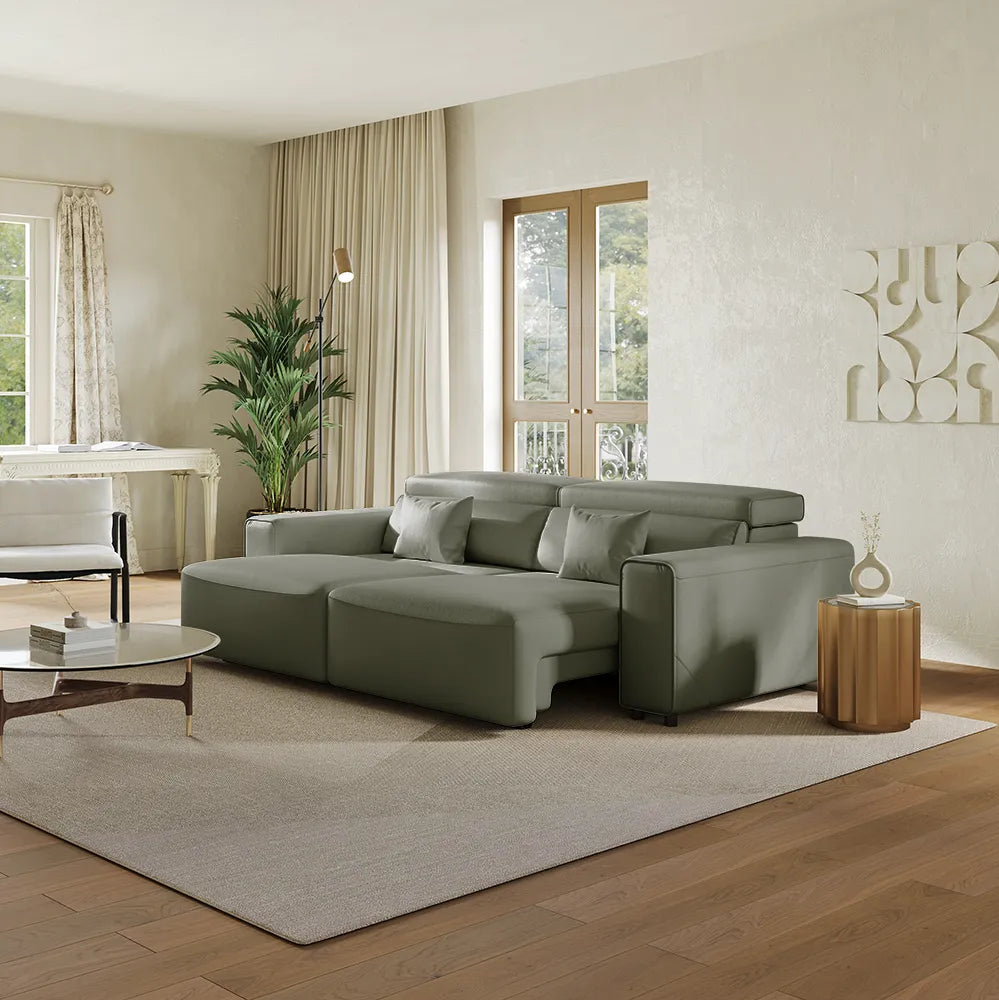 Luxury Leather Electric Pull Out Sofa Bed Slide Out Extendable Couch