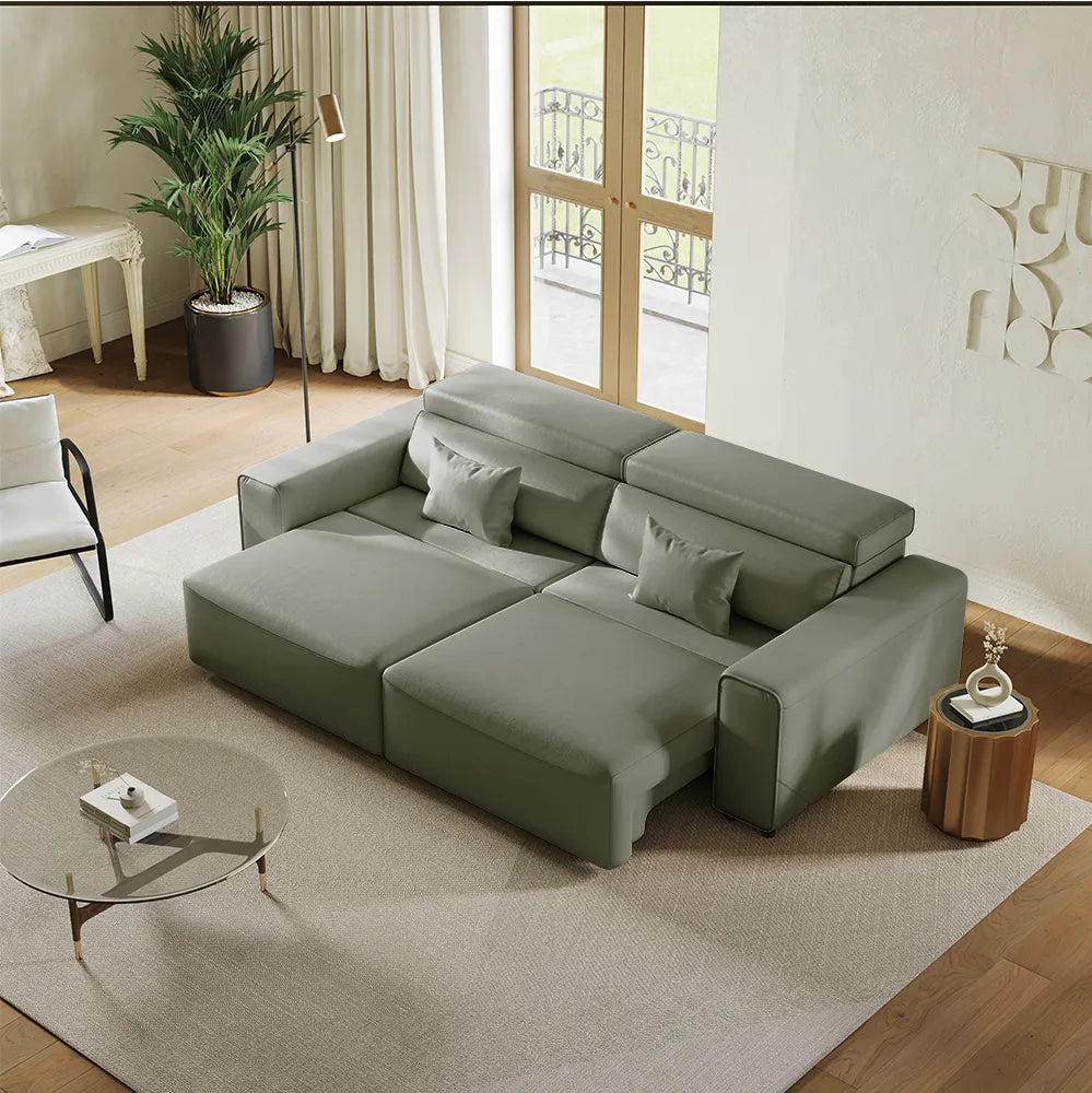 Luxury Leather Electric Pull Out Sofa Bed Slide Out Extendable Couch