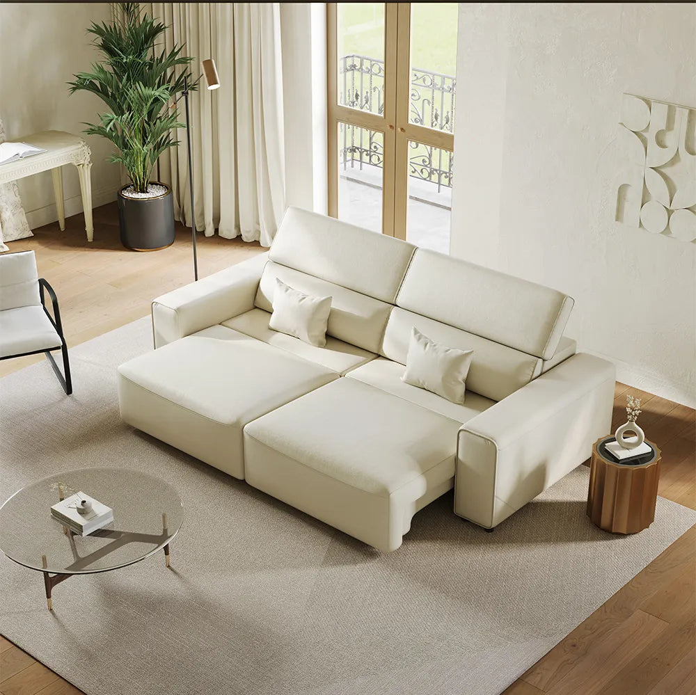 Luxury Leather Electric Pull Out Sofa Bed Slide Out Extendable Couch — view 1