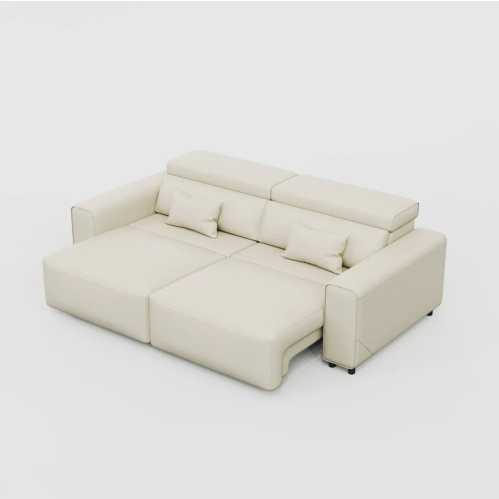 Luxury Leather Electric Pull Out Sofa Bed Slide Out Extendable Couch — view 5