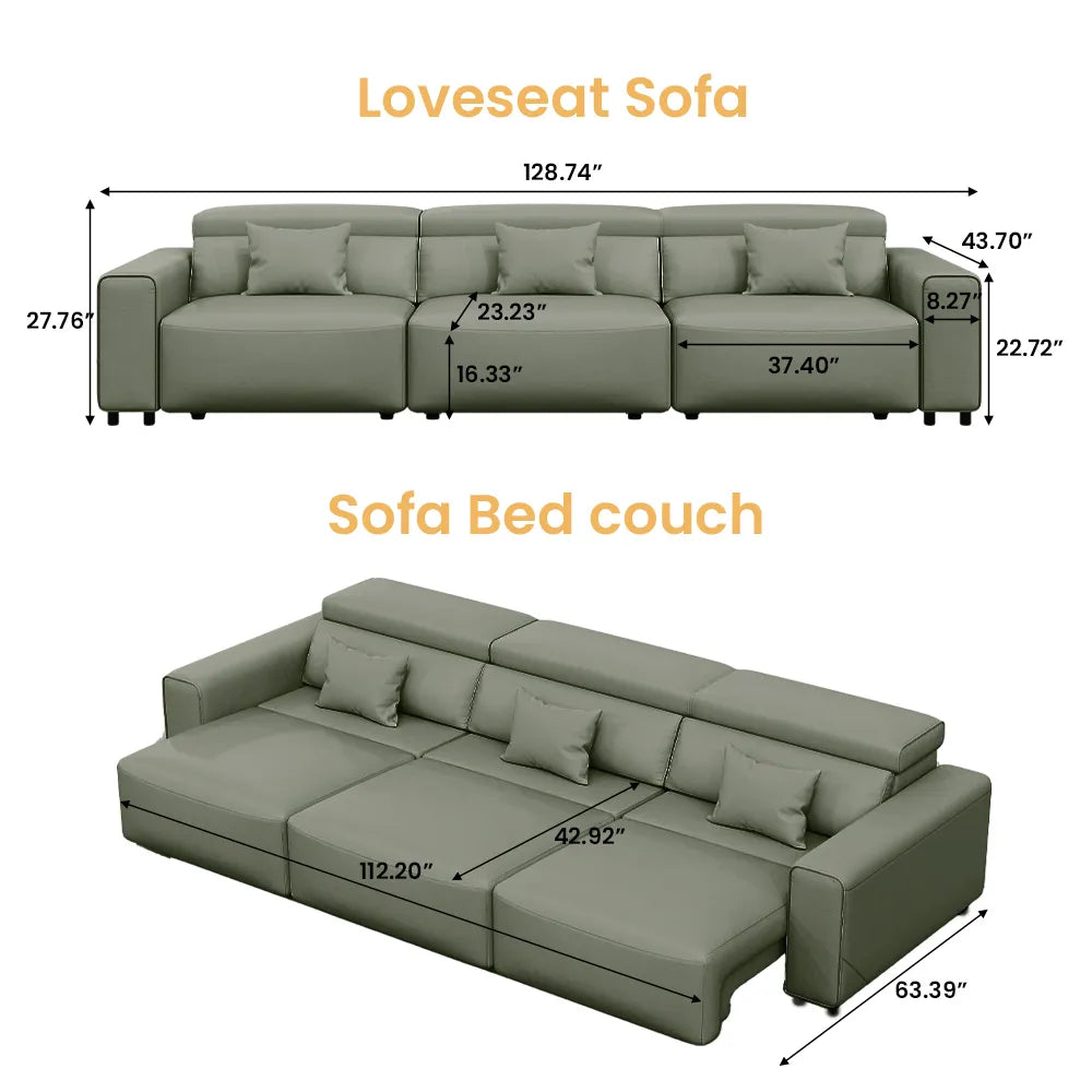 Luxury Leather Electric Pull Out Sofa Bed Slide Out Extendable Couch
