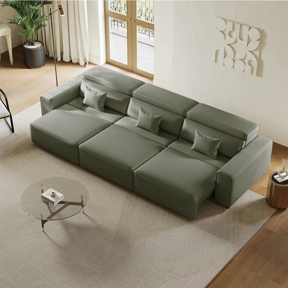 Luxury Leather Electric Pull Out Sofa Bed Slide Out Extendable Couch