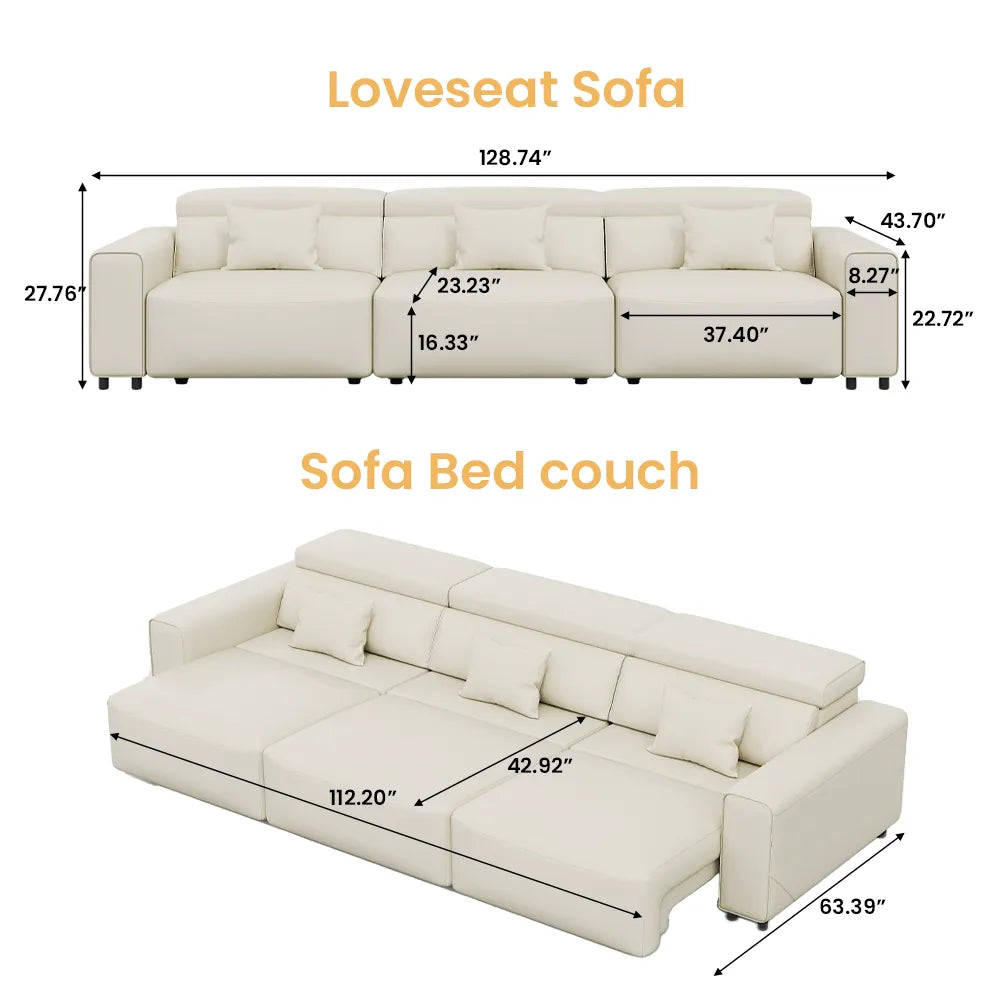 Luxury Leather Electric Pull Out Sofa Bed Slide Out Extendable Couch