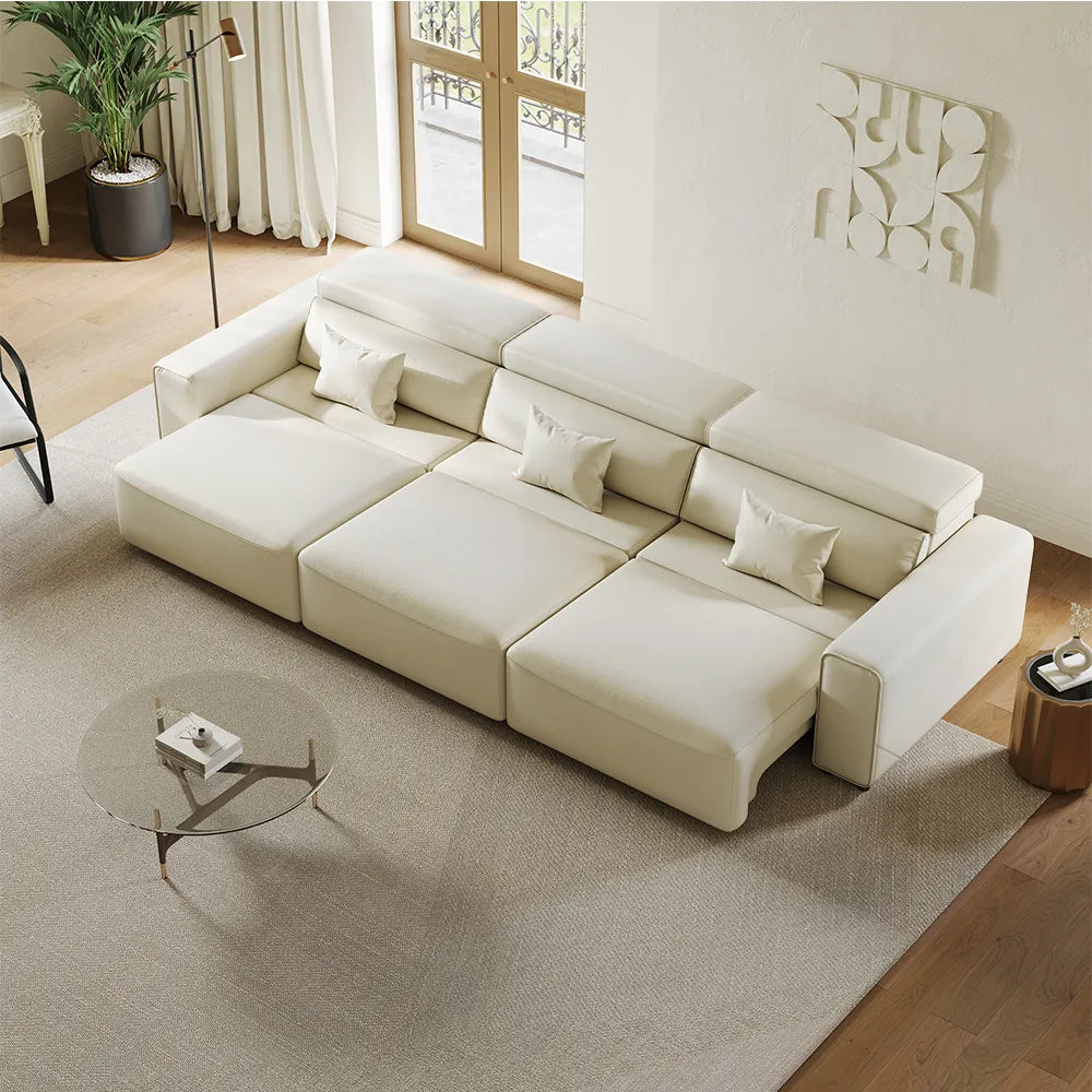 Luxury Leather Electric Pull Out Sofa Bed Slide Out Extendable Couch
