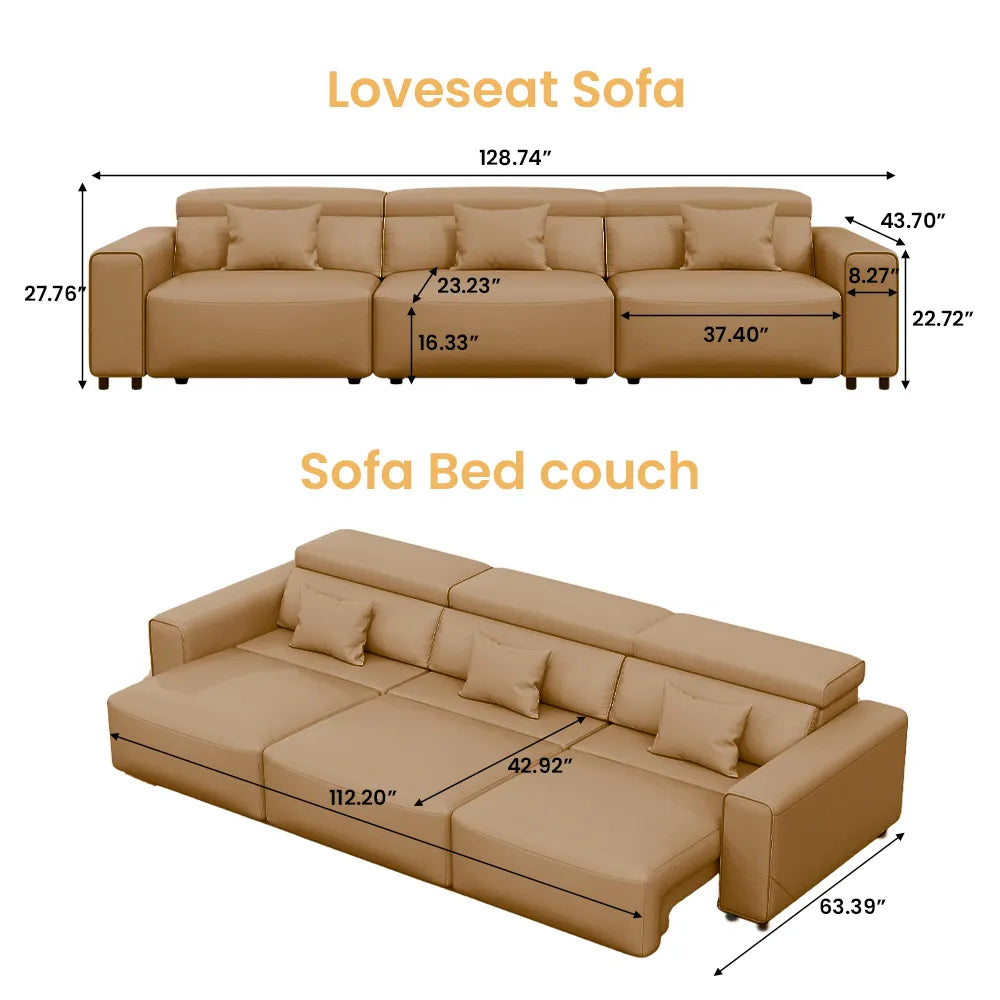 Luxury Leather Electric Pull Out Sofa Bed Slide Out Extendable Couch