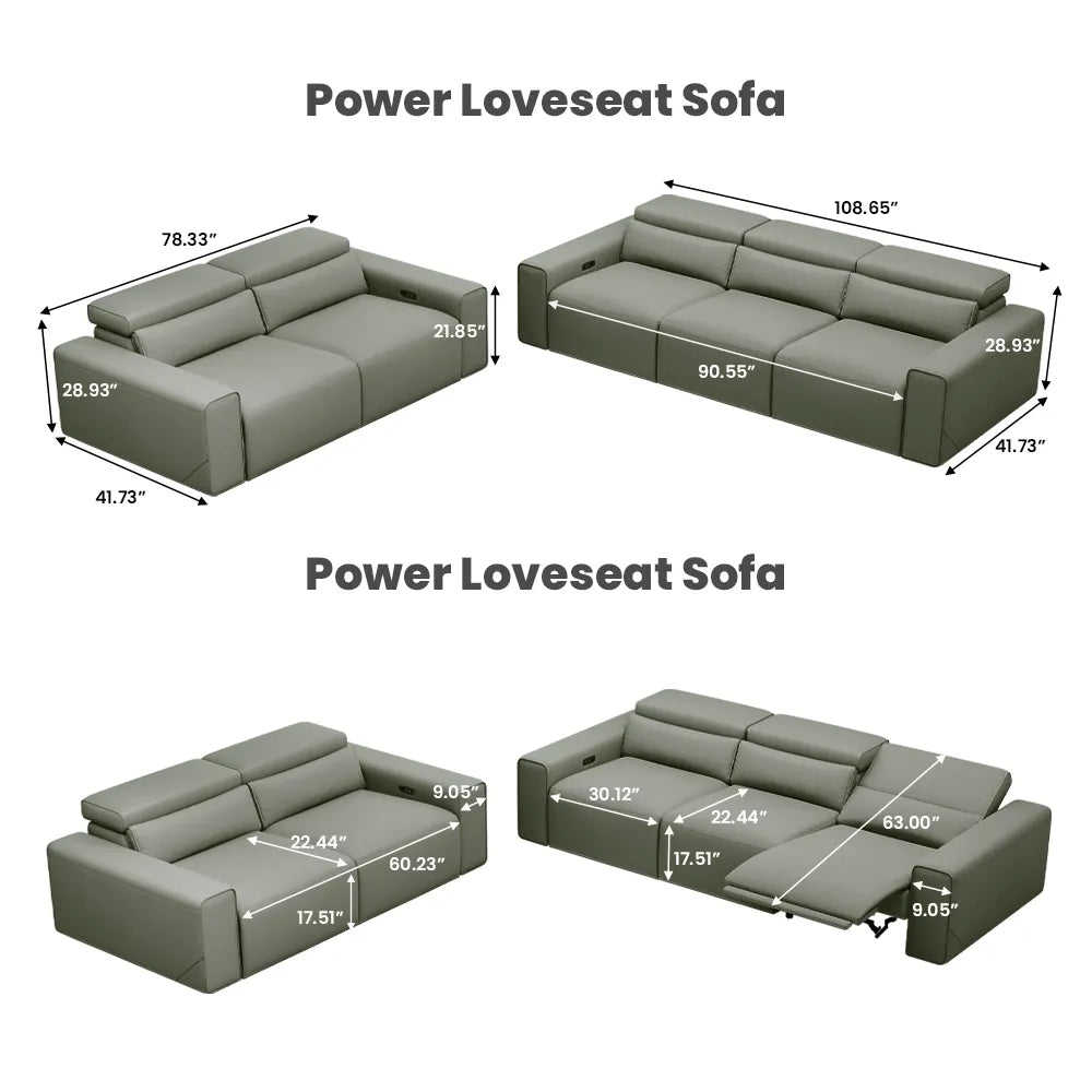 Luxury leather electric modular sofa set