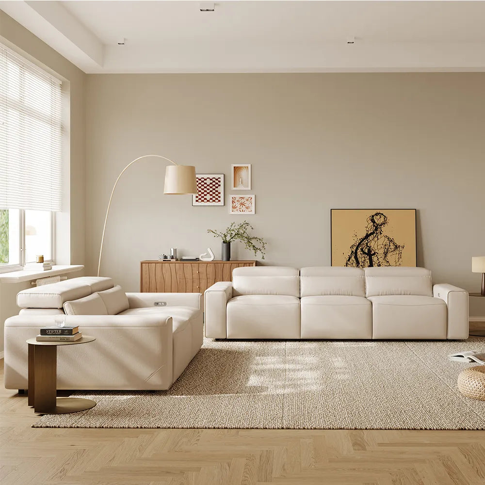 Luxury leather electric modular sofa set