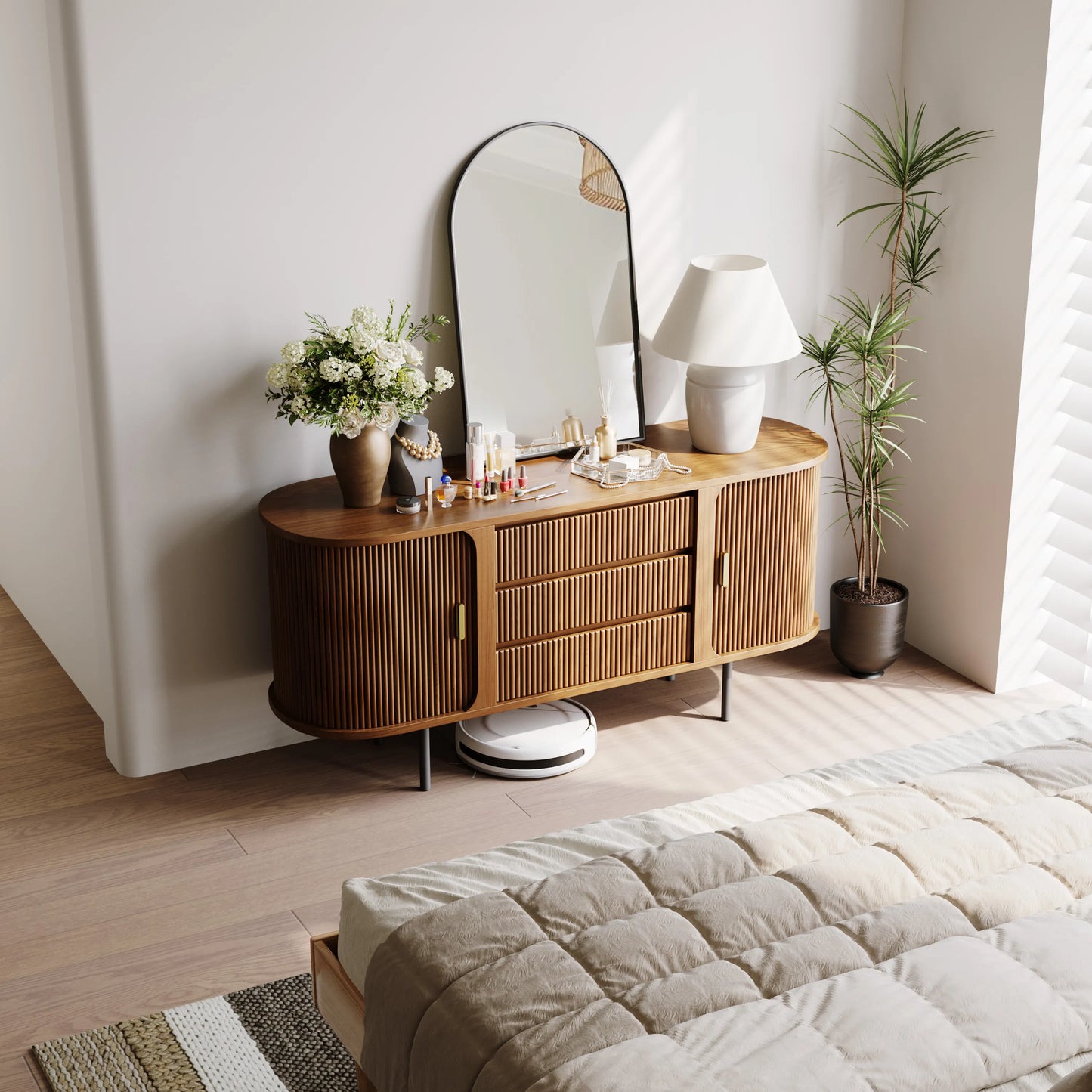 Commode moderne à 6 tiroirs de 59,06 pouces pour chambre à coucher 