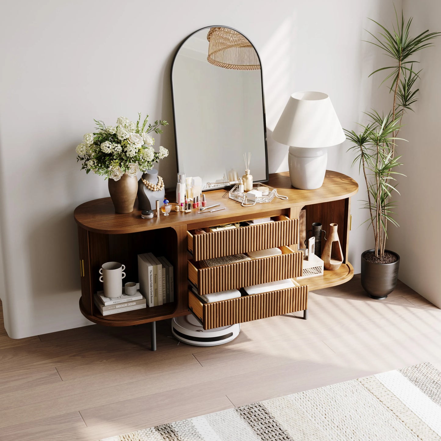 Commode moderne à 6 tiroirs de 59,06 pouces pour chambre à coucher 