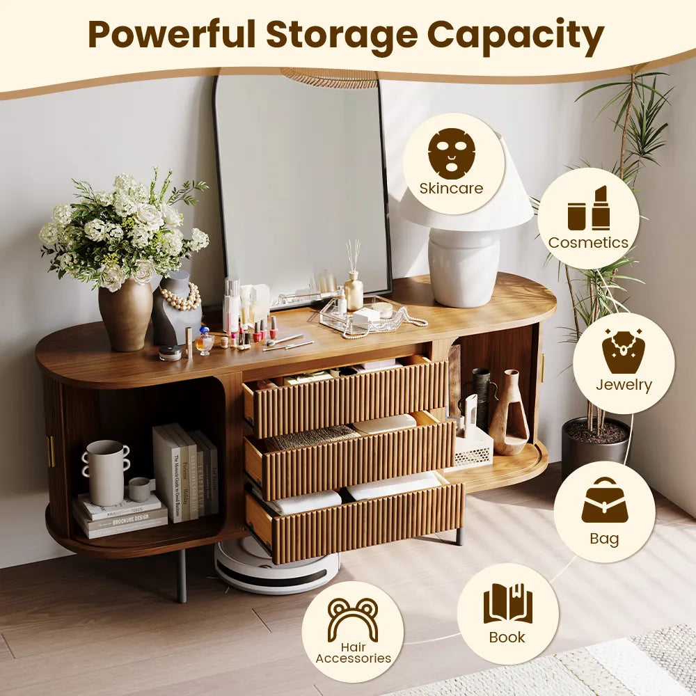 Commode moderne à 6 tiroirs de 59,06 pouces pour chambre à coucher 