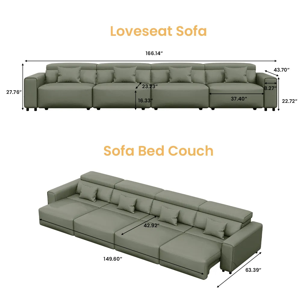 Luxury Leather Electric Pull Out Sofa Bed Slide Out Extendable Couch