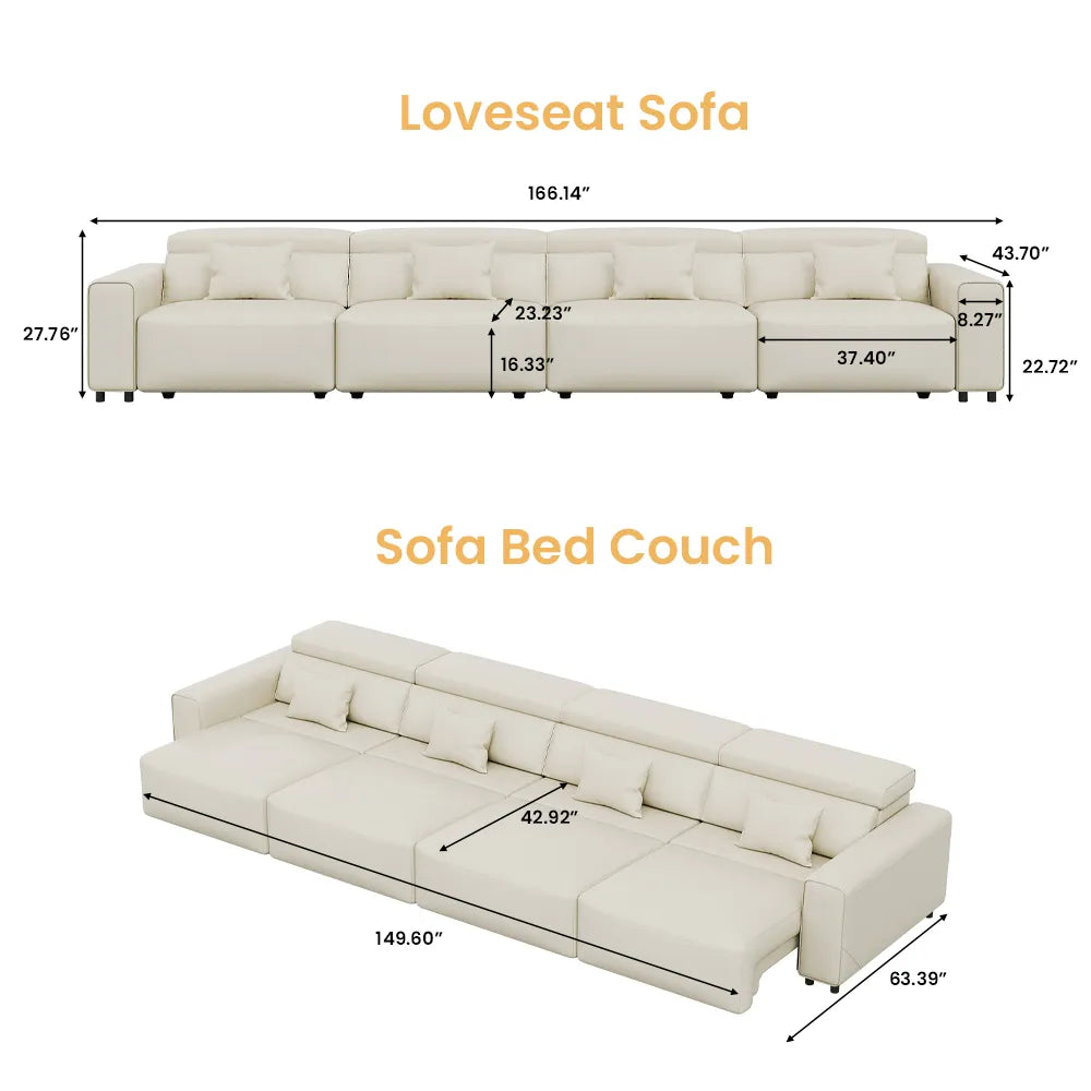 Luxury Leather Electric Pull Out Sofa Bed Slide Out Extendable Couch