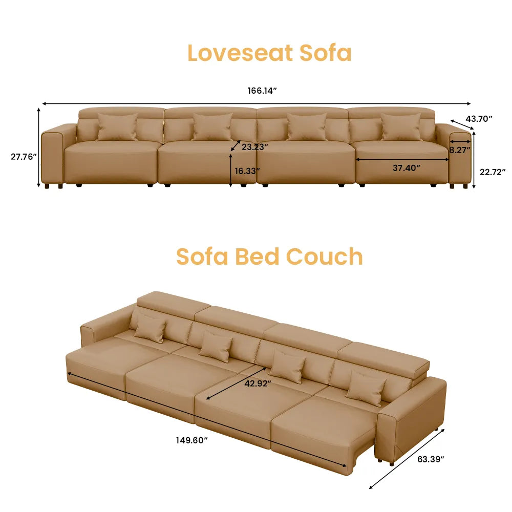 Luxury Leather Electric Pull Out Sofa Bed Slide Out Extendable Couch