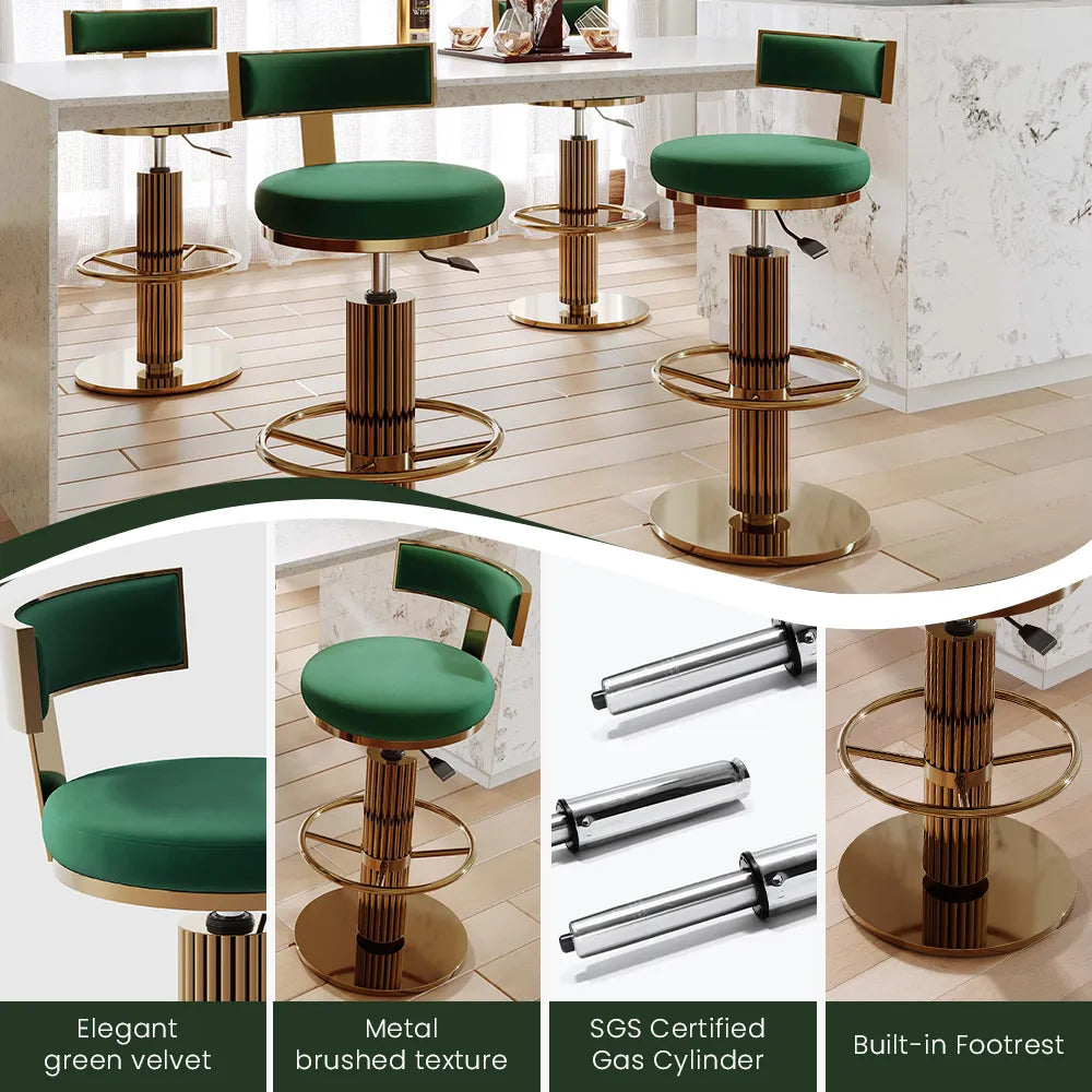 Modern Luxury Adjustable Height Bar Stools Set of 2
