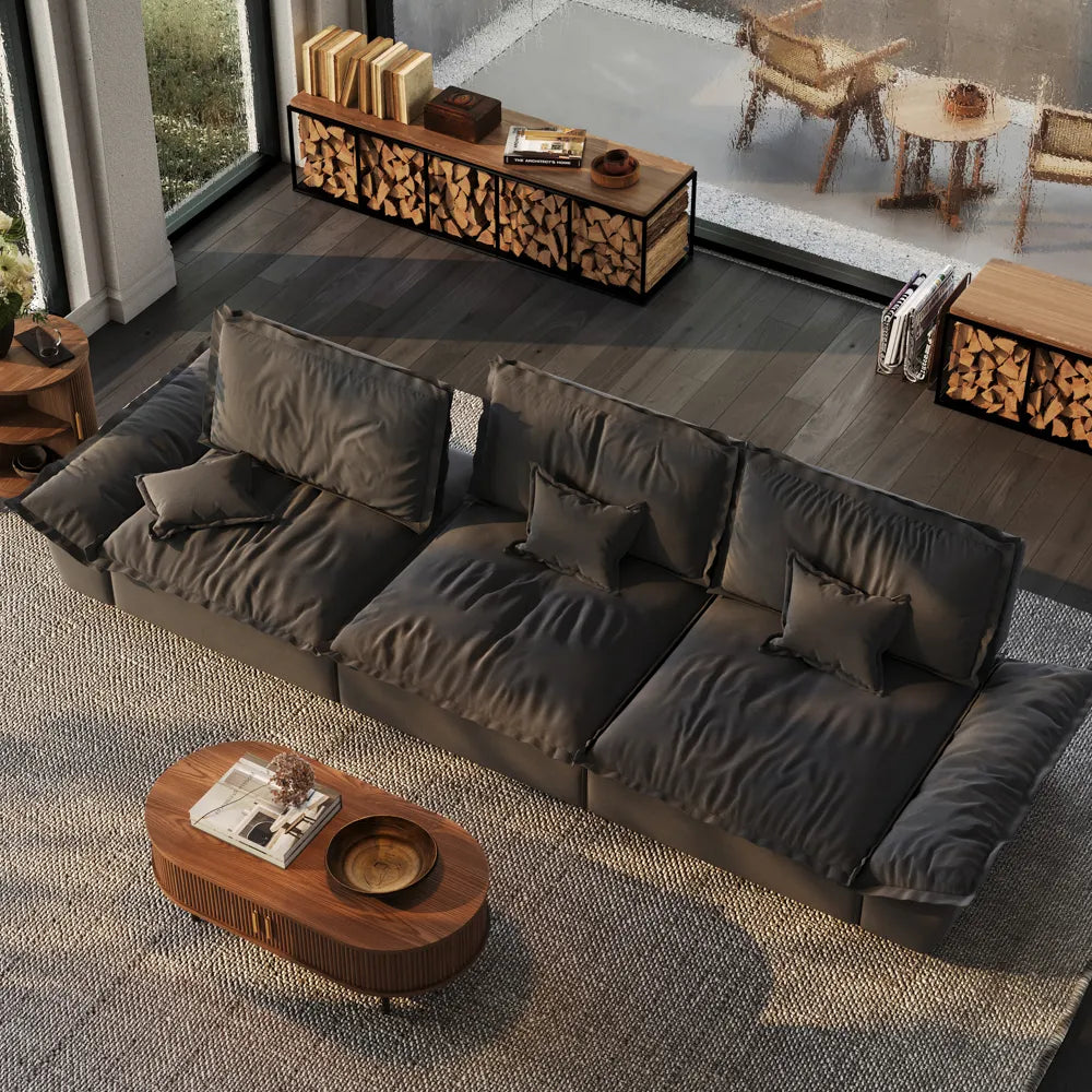 141.73" Sailboat Deep Sofa with Adjustable Backrest