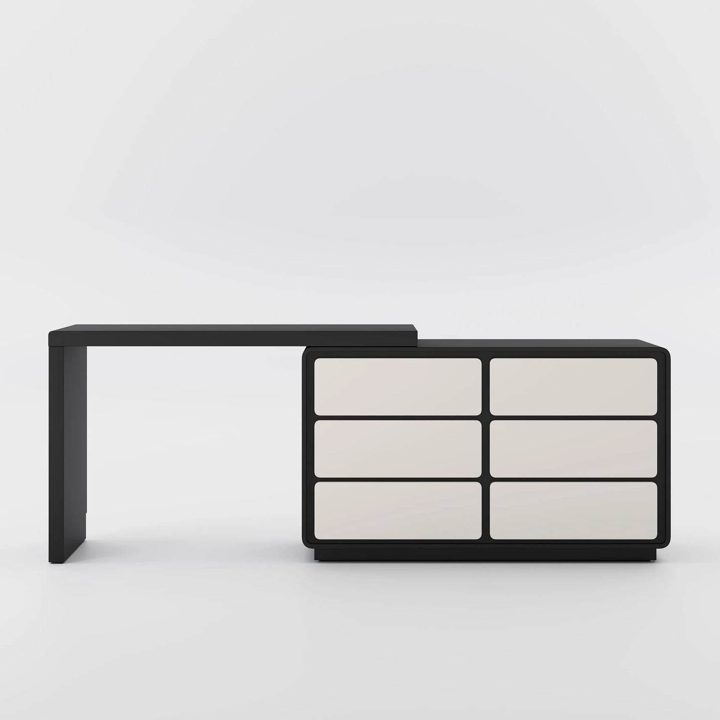 Modern Retractable Large Vanity Desk Set with 6 Drawers