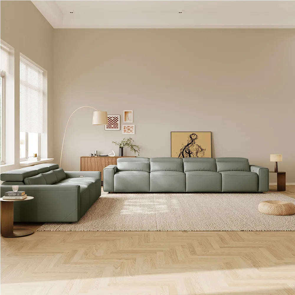 Luxury leather electric modular sofa set