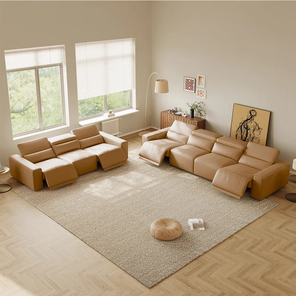 Luxury leather electric modular sofa set