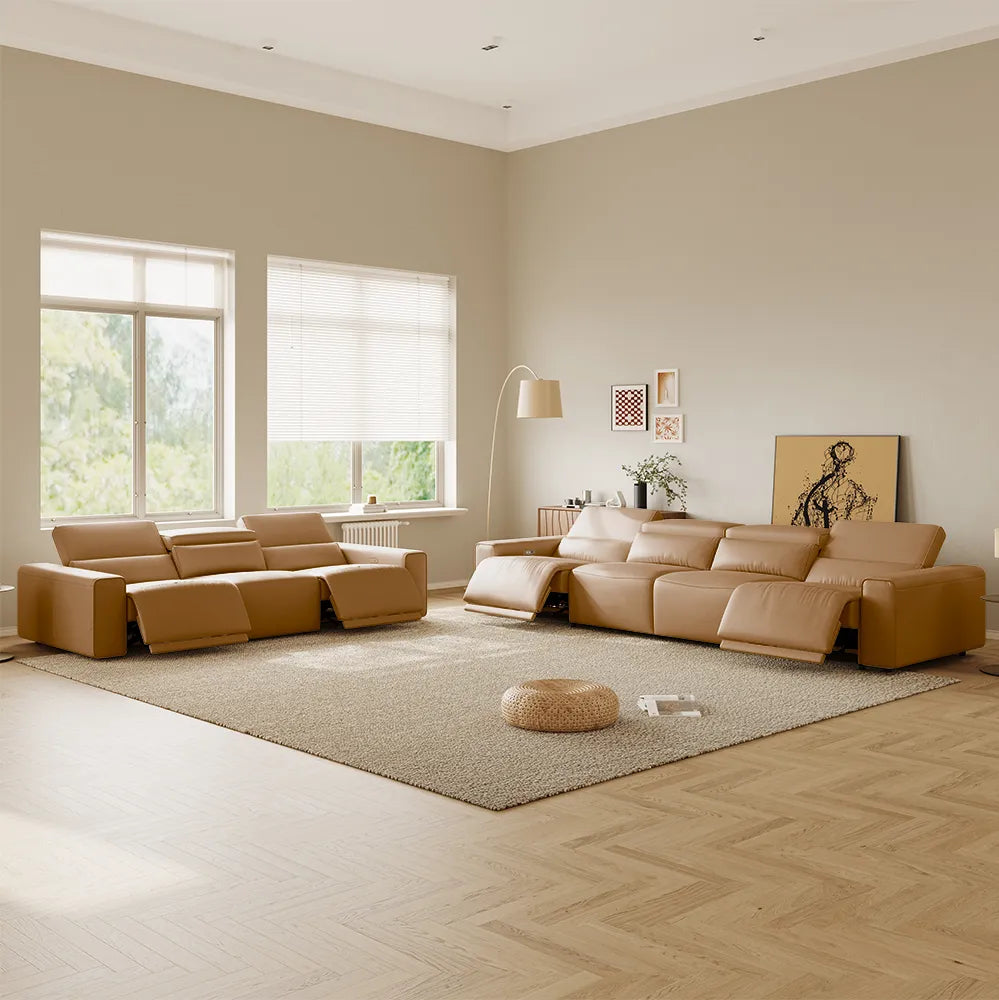 Luxury leather electric modular sofa set
