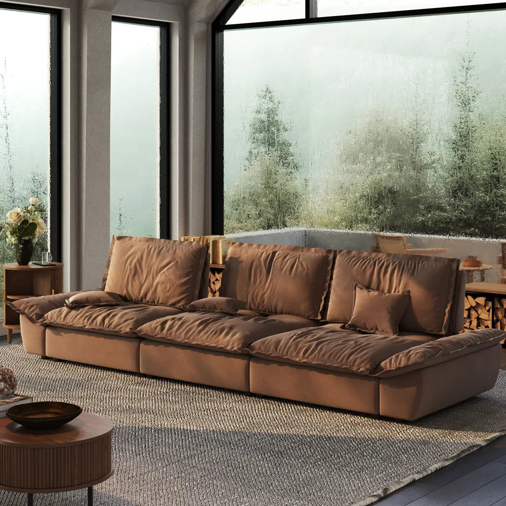 141.73" Sailboat Deep Sofa with Adjustable Backrest