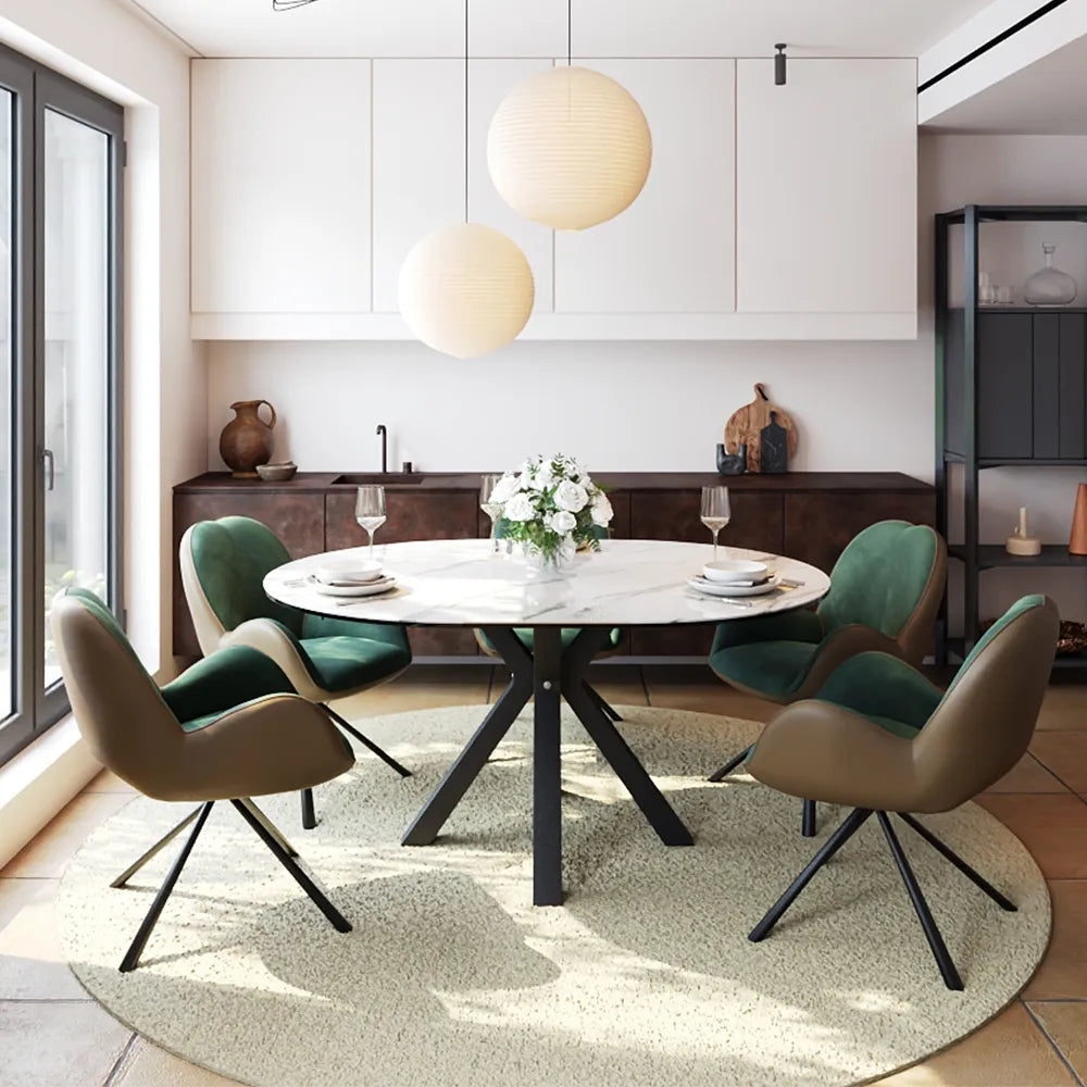 Lot de 2 chaises de salle à manger pivotantes modernes en velours vert 