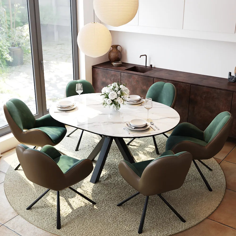 Lot de 2 chaises de salle à manger pivotantes modernes en velours vert 