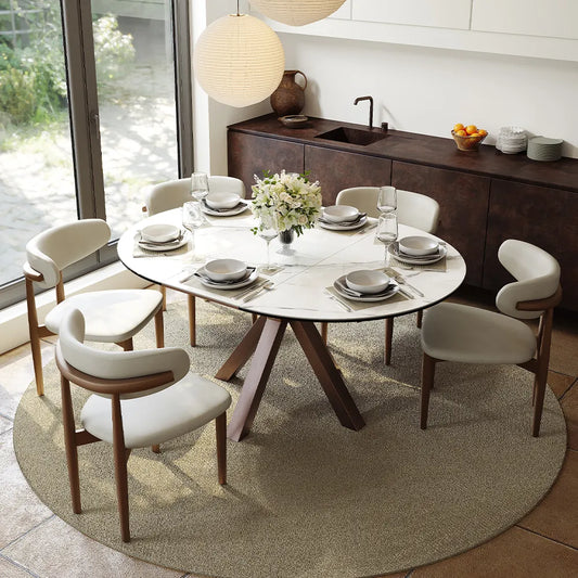 Hector-Oval Glossy Sintered Stone Extendable Dining Table