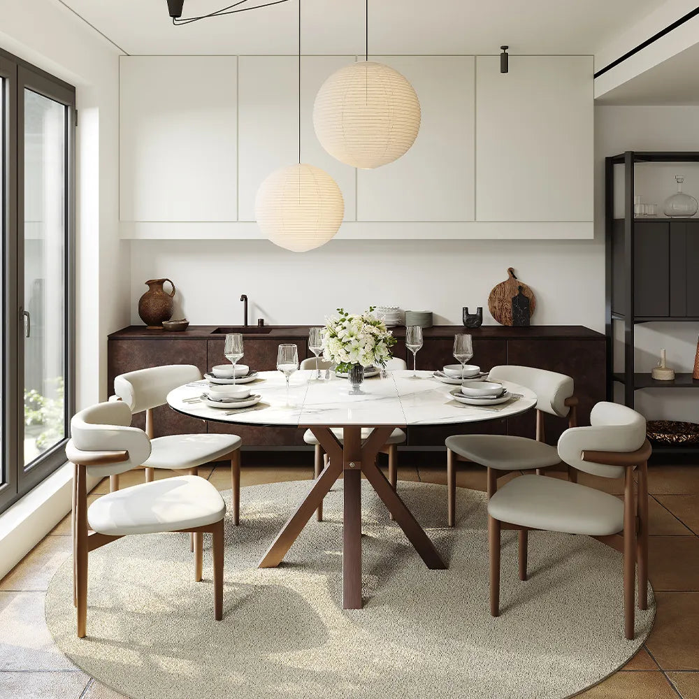 Hector-Oval Glossy Sintered Stone Extendable Dining Table