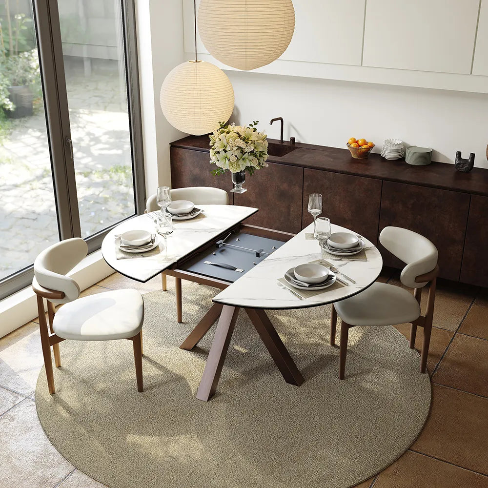Hector-Oval Glossy Sintered Stone Extendable Dining Table