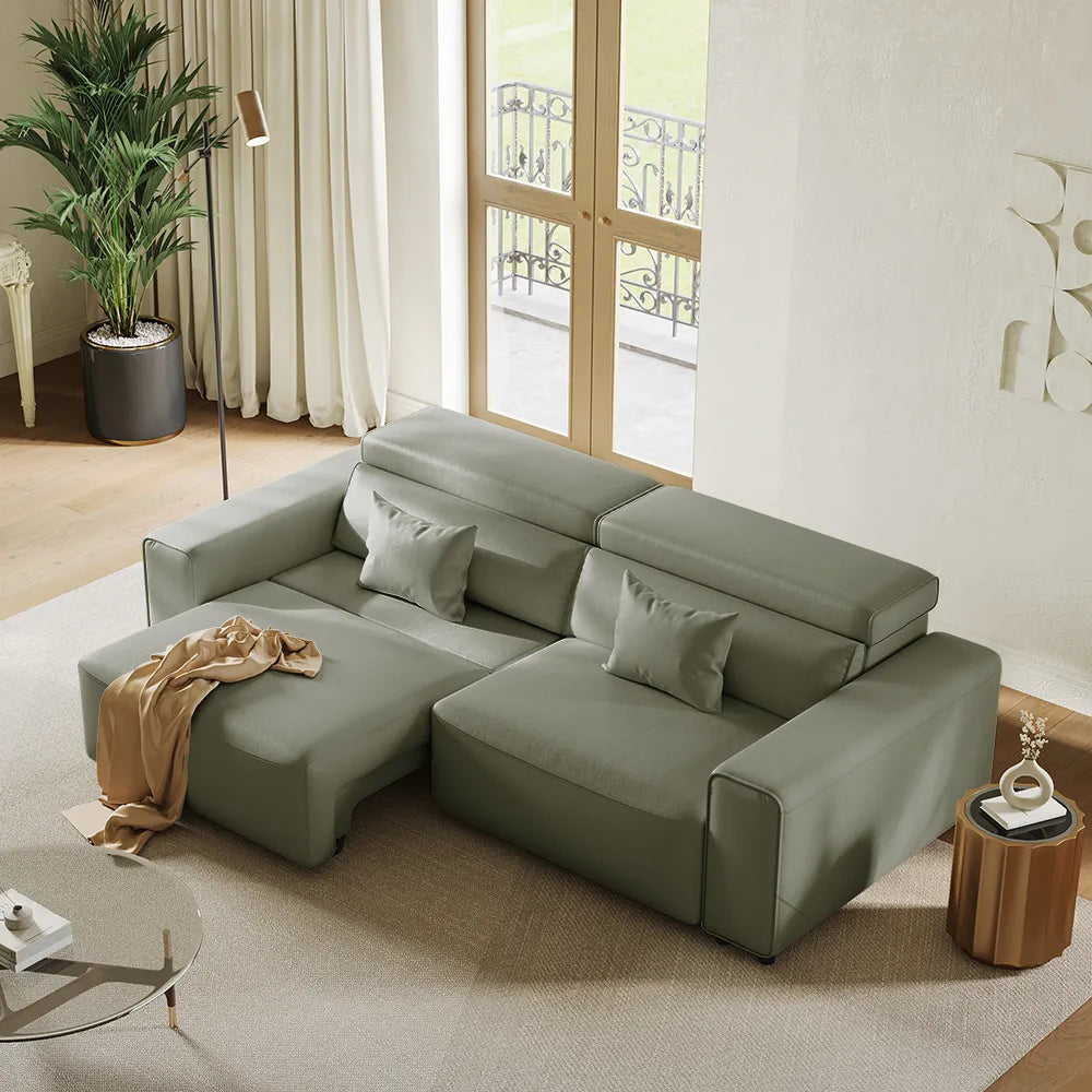 Luxury Leather Electric Pull Out Sofa Bed Slide Out Extendable Couch