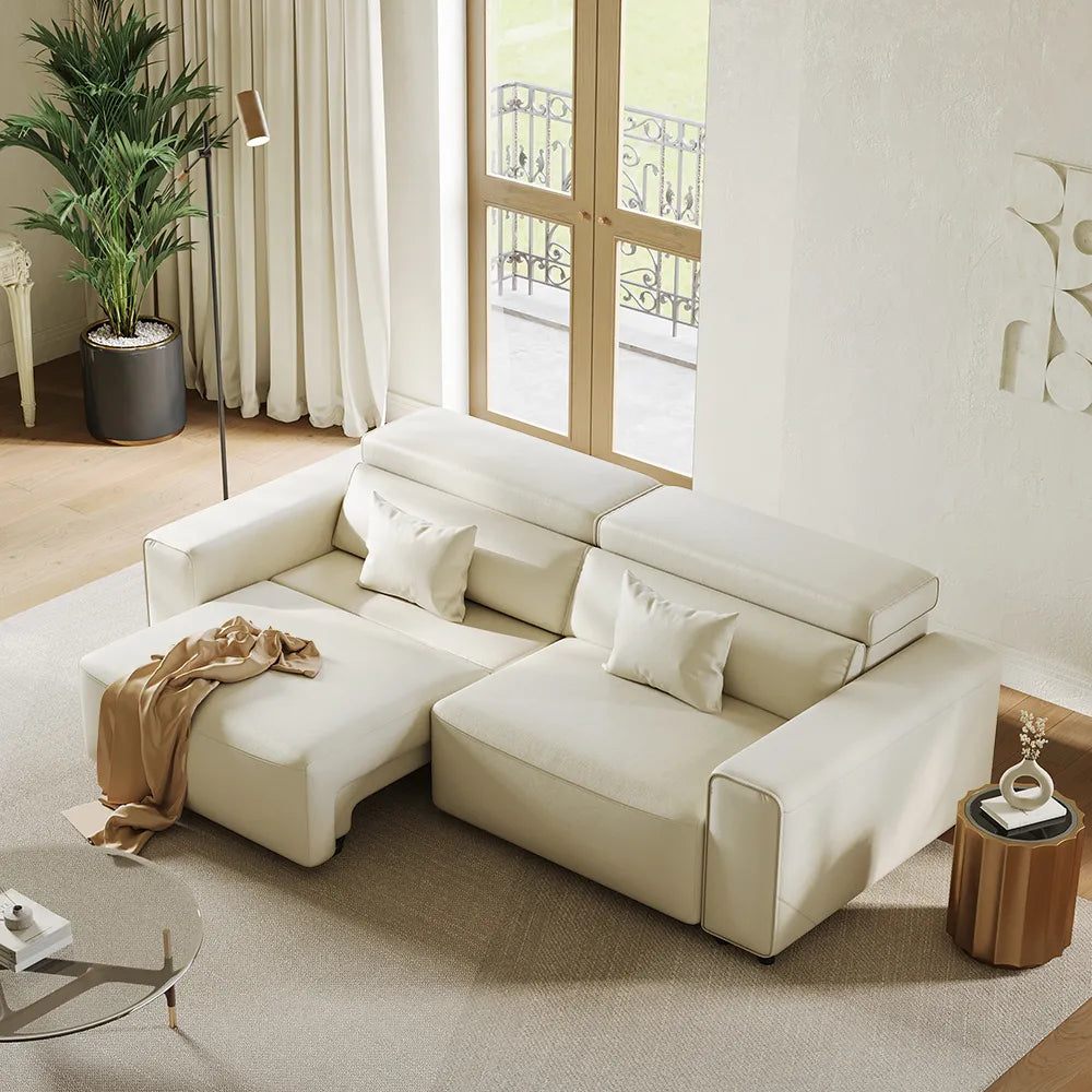 Luxury Leather Electric Pull Out Sofa Bed Slide Out Extendable Couch