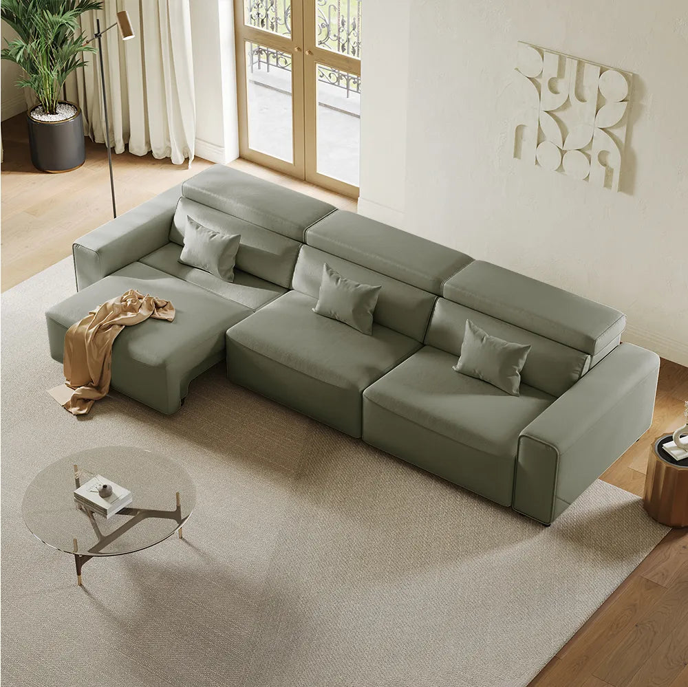 Luxury Leather Electric Pull Out Sofa Bed Slide Out Extendable Couch