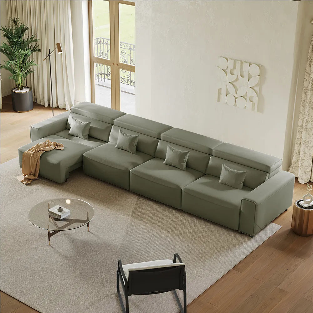 Luxury Leather Electric Pull Out Sofa Bed Slide Out Extendable Couch