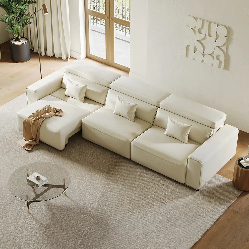 Luxury Leather Electric Pull Out Sofa Bed Slide Out Extendable Couch