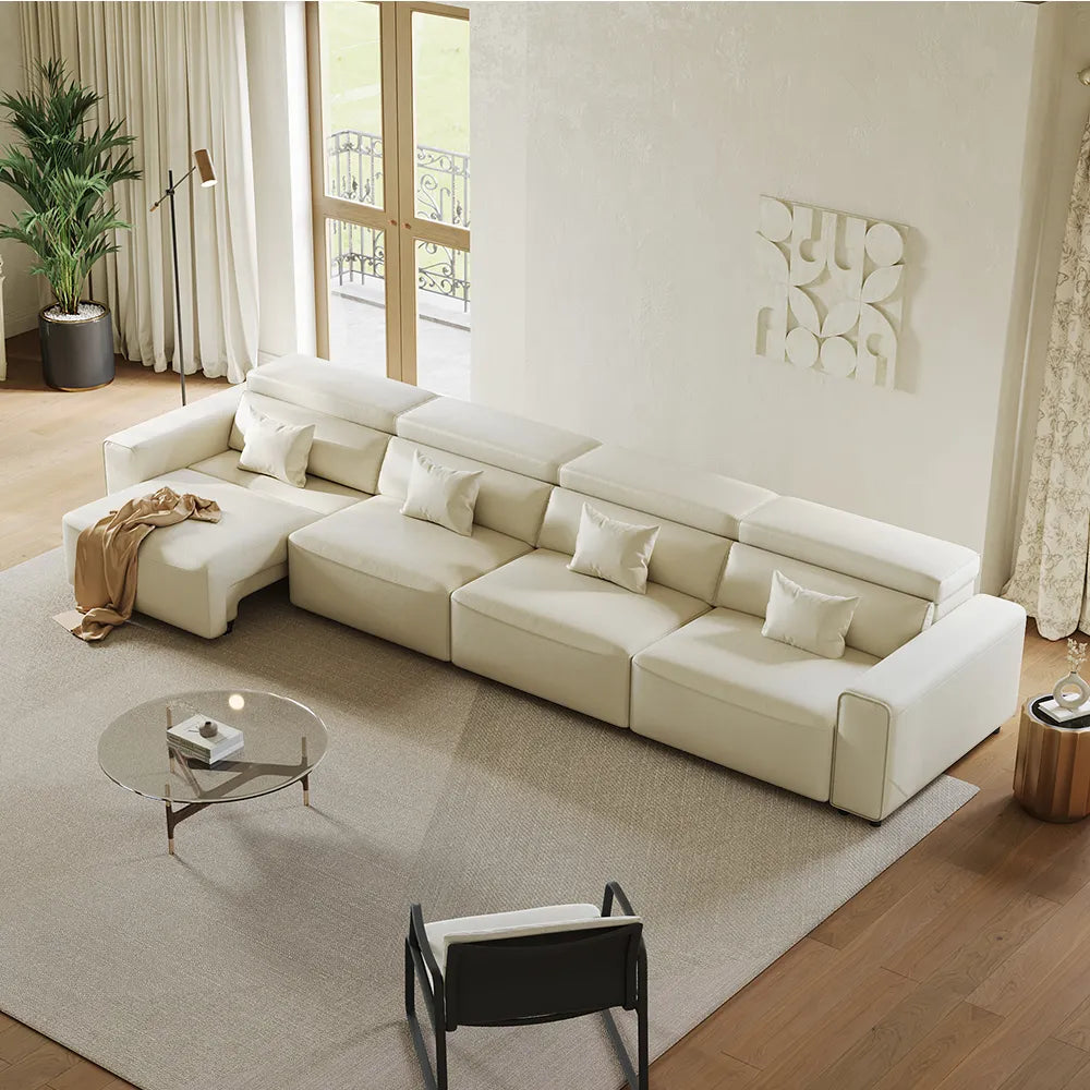 Luxury Leather Electric Pull Out Sofa Bed Slide Out Extendable Couch